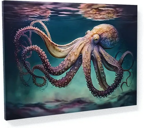 Miniatura 15 de Sense Canvas Octopus Vibrant Ocean 7 - Lienzo decorativo para decoración del hogar, póster grande de 40 x 30 pulgadas, 0.75 pulgadas