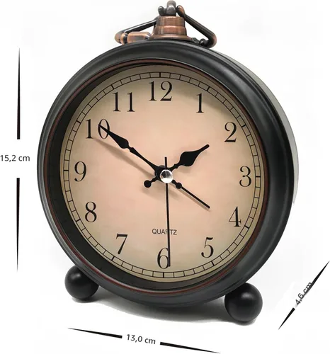 Miniatura 6 de TooTa Reloj despertador analógico retro vintage, reloj pequeño súper silencioso de 4 pulgadas sin tictac con luz nocturna, funciona
