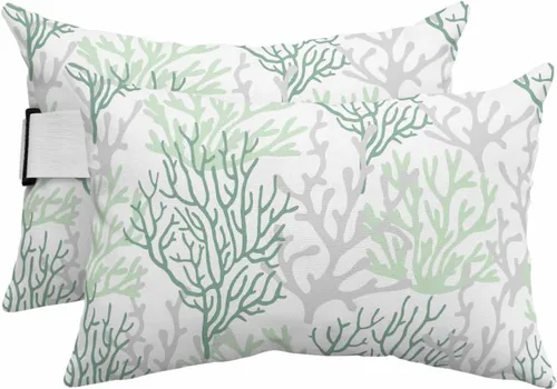 Miniatura 21 de PIEPLE Blue Flower - Almohada rectangular para reposacabezas para exteriores e interiores, 11 x 16 pulgadas, relleno de poliéster, impermeable