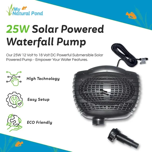 Miniatura 2 de Potente bomba de agua sumergible solar de 25 W, 12 voltios a 18 voltios CC, adecuada para cascadas al aire libre, estanques de peces y koi