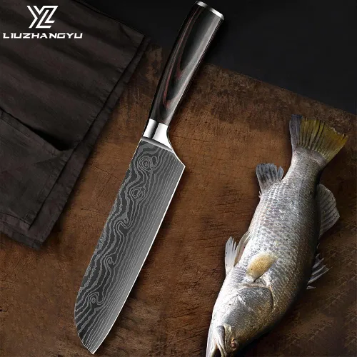Miniatura 3 de Juego de cuchillos de chef profesional, 3.5-8 pulgadas, cuchillos en caja de acero inoxidable 5Cr15mov ultra afilados japoneses con fundas