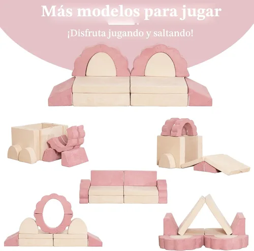 Miniatura 4 de LOAOL Sofá de Juego para Niños 10 Piezas, Sofá de Juego Modular para Niños, Sofá de Espuma Multifuncional para Niños Pequeños, Sofá de Juego