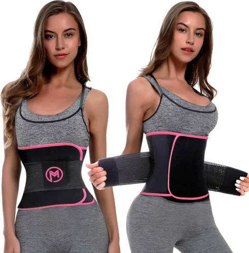 Miniatura 6 de MERMAID'S MYSTERY Faja reductora de cintura con barras de apoyo para la espalda, cinturón de fitness que mejora el sudor para hombres y mujeres, Rosa
