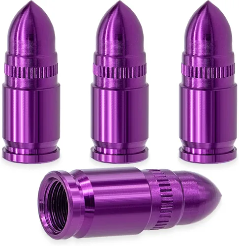 Miniatura 26 de 4 piezas de tapas de válvula de neumático estilo bala, resistentes a la corrosión, tapas universales de válvula de neumático de aleación de aluminio