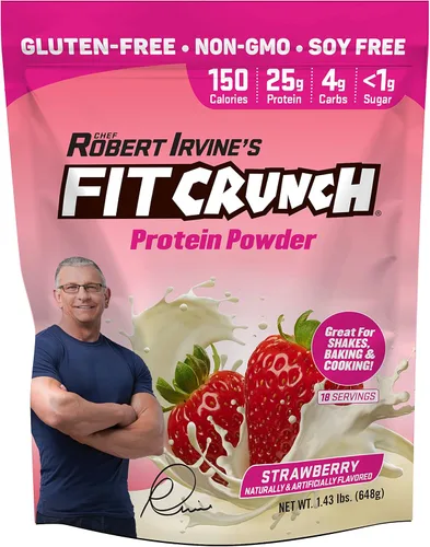 Miniatura 9 de FITCRUNCH - Proteína de suero de tres mezclas, apta para dieta cetogénica, baja en calorías, alta en proteínas (18 porciones, leche y galletas)