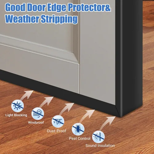 Miniatura 7 de Borde de goma protector, canal en U autoadhesivo de 1-1/2 pulgadas para maderas, bandas flexibles en forma de U para despegar y pegar, protector