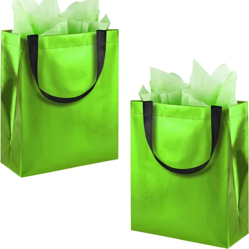 Miniatura 18 de BLEWINDZ Bolsas de Regalo Coloridas con Papel de Seda – 12 Bolsas de Regalo Reutilizables Tamaño Mediano - Ideales para Bolsa de Dulces, Cumpleaños