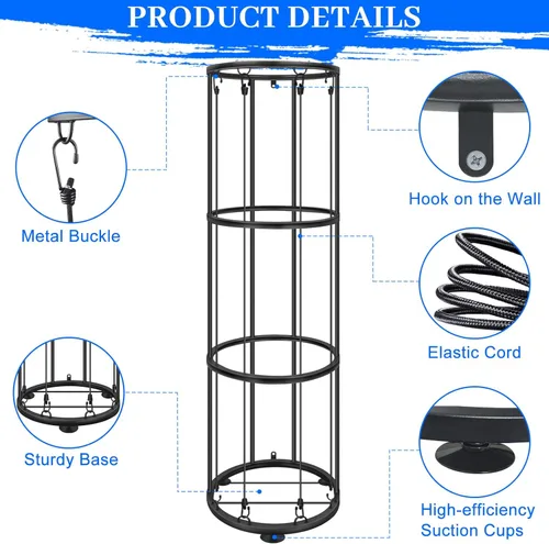 Miniatura 3 de Estante vertical de almacenamiento de bolas de 3 capas, soporte de pared para baloncesto, jaula para fútbol, voleibol, organizador deportivo