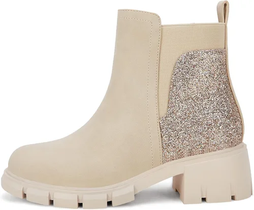 Miniatura 2 de Ermonn Botines Chelsea con purpurina lateral para niñas, antideslizantes, a la moda, para exteriores, para niños pequeñosniños grandes