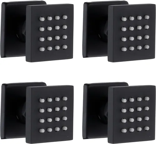 Miniatura 16 de HOMEDEC Cabezal de ducha redondo de latón de 2 pulgadas, para masaje, spa, soporte de pared, 4 piezas, negro mate