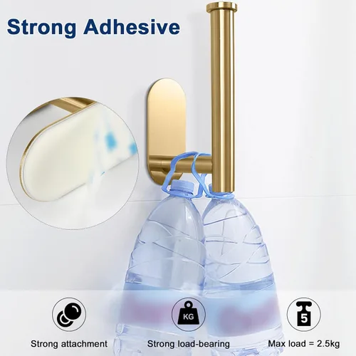 Miniatura 6 de NearMoon Soporte de papel higiénico autoadhesivo, Premium SUS304 de acero inoxidable engrosado, resistente a la oxidación, sin necesidad de taladrar