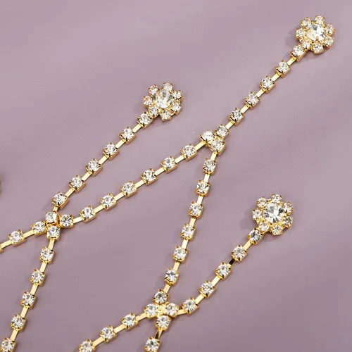 Miniatura 5 de Xerling Sujetador sexy de hombro con diamantes de imitación, cadena de cuerpo, flecos, flecos, joyería corporal, cadena de brazo de boda, verano