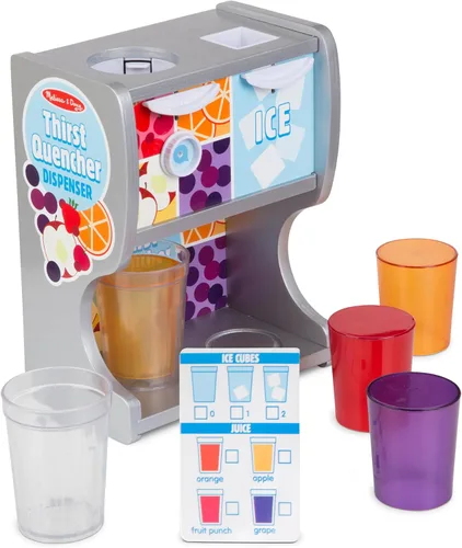 Miniatura 5 de Melissa & Doug - Dispensador de bebidas de madera con tazas, inserciones de jugo, cubitos de hielo (10 unidades)