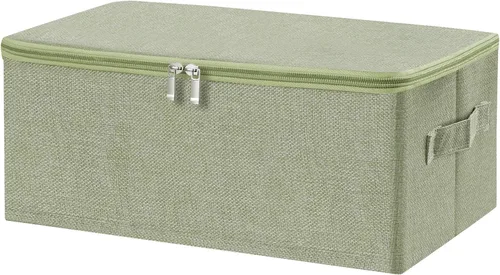 Miniatura 23 de ANMINY Contenedores de almacenamiento con tapas con cremallera, cajas de almacenamiento de tela con tapa de 36 cuartos de galón, cestas con asas