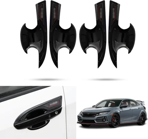 Accesorios exteriores personalizados para Honda Civic Hatchback/Type R 2016 2017 2018 2019 2020 2021 ABS manija de puerta cubierta de tazón,