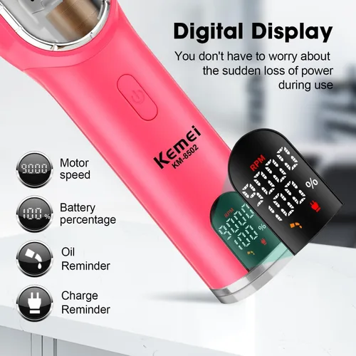 Miniatura 5 de KEMEI KM-8502 - Juego de cortapelos y recortadora de pelo profesional inalámbrica para hombres, kit de corte de pelo eléctrico de peluquería de 9000