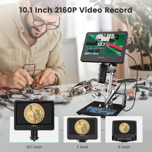 Miniatura 4 de Andonstar AD249S-M Microscopio digital HDMI de 3 lentes 2000x con endoscopio, grabación de video UHD 2160P LCD de 10.1 pulgadas, microscopio