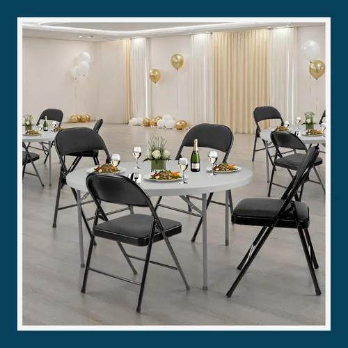 Miniatura 12 de OEF Furnishings OEF970 Series - Sillas plegables acolchadas de tela de alta calidad, asiento y respaldo acolchados cómodos para salas