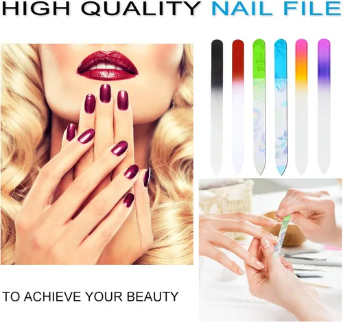 Miniatura 4 de 6 Pack de Limas de Uñas de Cristal con Estuche, Juego de Limas de Uñas para Dedos, Limas de Uñas de Doble Cara, Cuidado Profesional de Manicura