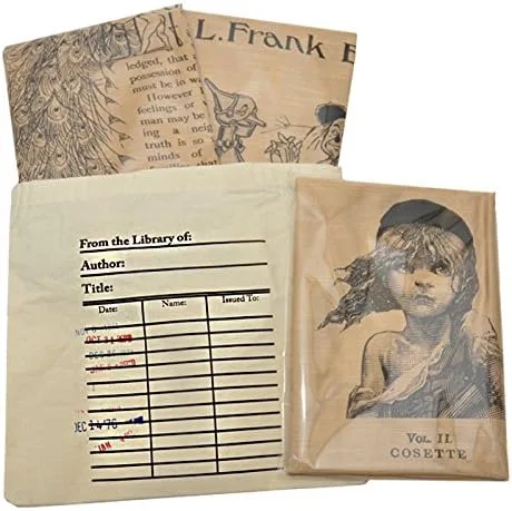 Miniatura 5 de Universal Zone Bolsa para tarjetas de biblioteca. Tarjetero con sellos de vencimiento de día. Bolsa para libros, Beige