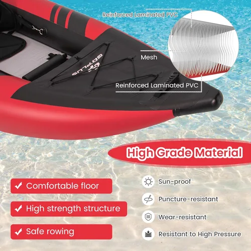 Miniatura 3 de Goplus Kayak inflable, juego de kayak para 2 personas para adultos con capacidad de peso de 507 libras, 2 remos de aluminio, asiento acolchado