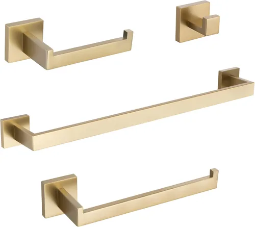 Miniatura 12 de TURS Juego de 4 piezas de accesorios de baño de 24 pulgadas, juego de toalleros de baño de acero inoxidable para montaje en pared, juego de Cromo
