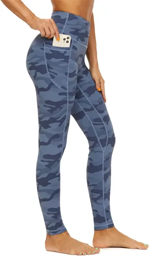 iniber Pantalones de yoga de cintura alta con bolsillos para mujer, elásticos en 4 direcciones, suaves, para correr, entrenamiento, pantalones