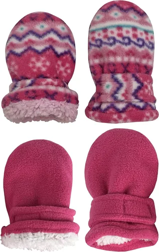 N'Ice Caps - Guantes de felpa con forro de sherpa, fáciles de poner para niños pequeños y bebés - Paquete de 2 pares.