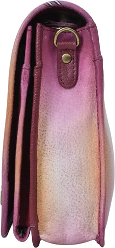 Miniatura 6 de Anna by Anuschka Cartera de tres pliegues de cuero pintada a mano para mujer
