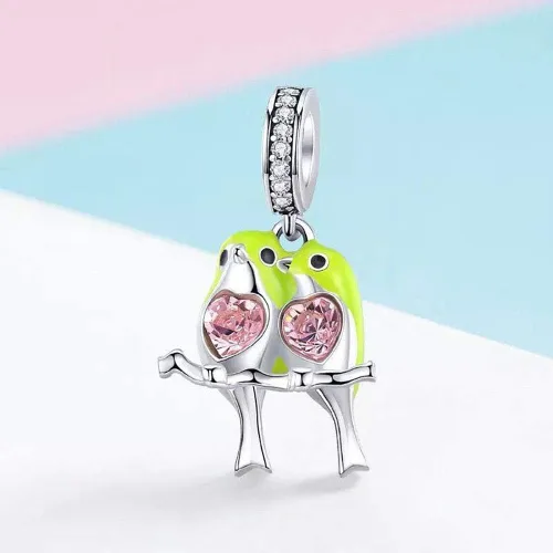Miniatura 3 de Abalorio de plata de ley 925 con diseño de pájaros