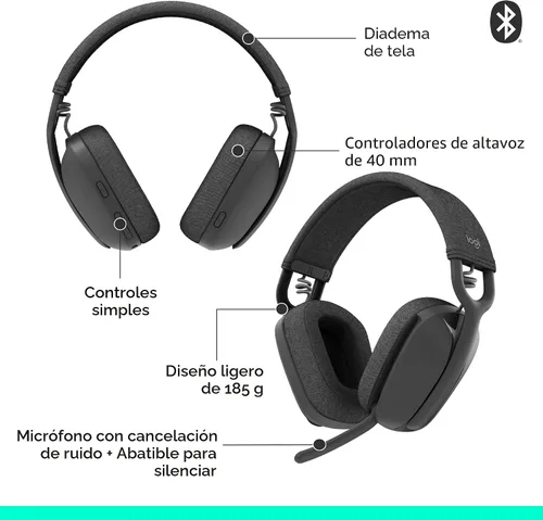 Miniatura 6 de Logitech Zone Vibe 100 - Auriculares inalámbricos ligeros sobre la oreja con micrófono de cancelación de ruido, auriculares Bluetooth multipunto