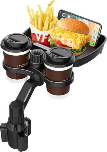 Biupky Expansor de portavasos para automóvil, bandeja universal 4 en 1 compatible con 2.6 a 3.94 pulgadas, multitaza con bandeja grande para