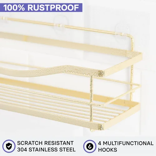 Miniatura 2 de KINCMAX Organizador de ducha – Estante de ducha de pared autoadhesivo – Soporte de champú de baño de acero inoxidable y estante de almacenamiento