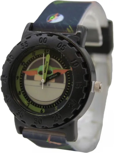 Accutime Star Wars Baby Yoda Reloj de pulsera analógico de cuarzo con cara pequeña, detalles verdes para niñas, niños de todas las edades