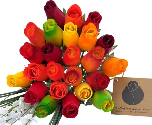 Miniatura 9 de Ramo de colores oscuros de cosecha de otoño amarillos, naranjas, rojos (1 docena)