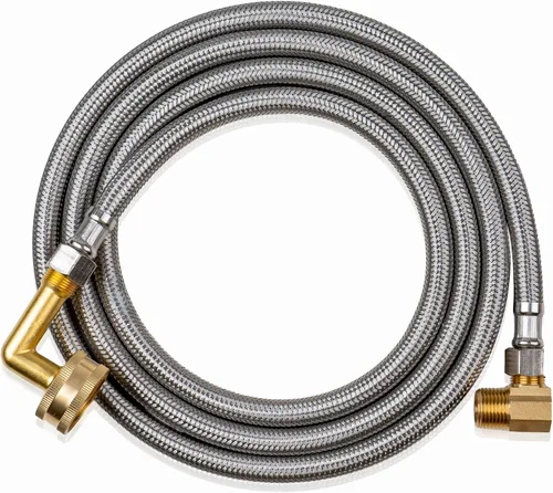 Kit de manguera para lavavajillas, kit de manguera trenzada de acero inoxidable, línea de suministro de agua a prueba de explosiones con compresión