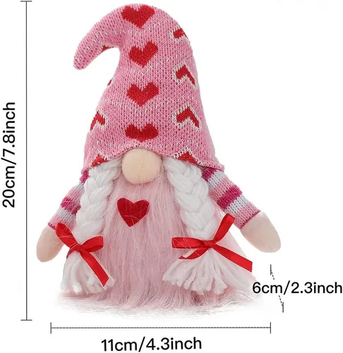 Miniatura 6 de Ochine Decoraciones de peluche de gnomo para el día de San Valentín, decoración del día de San Valentín, elfo escandinavo, sueco, Tomte, Navidad