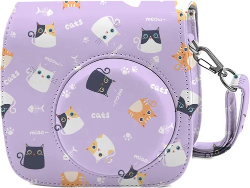 Miniatura 12 de Phetium Instant Mini 12 - Funda protectora para cámara compatible con Instax Mini 12 11, bolsa de piel sintética con bolsillo y correa de hombro