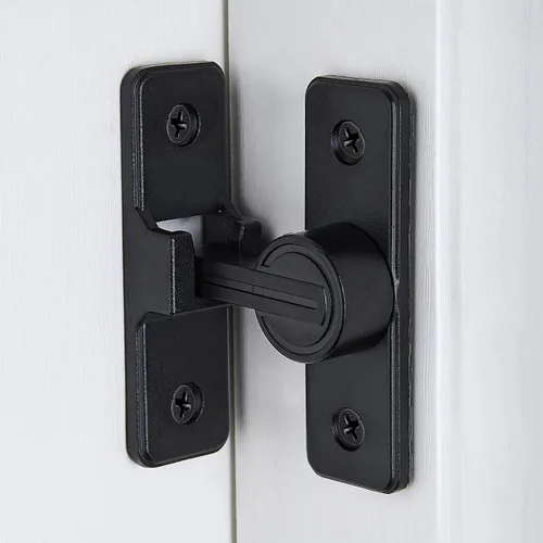 Miniatura 4 de Cerraduras negras para puertas de granero de 90 grados, cerraduras de puerta de granero deslizantes pesadas, aleación de zinc premium para mayor