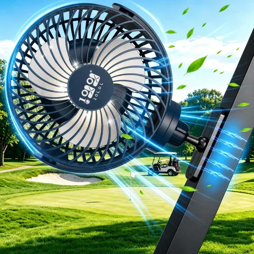 Miniatura 12 de 10L0L Ventilador magnético para carrito de golf recargable, 10000 mAh N54 Ventilador de enfriamiento portátil con 3 velocidades, cabezal giratorio