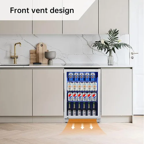 Miniatura 4 de Weili - Refrigerador incorporado de 50 cm para bebidas con cerradura, debajo del mostrador o independiente, refrigerador para 120 latas de refresco