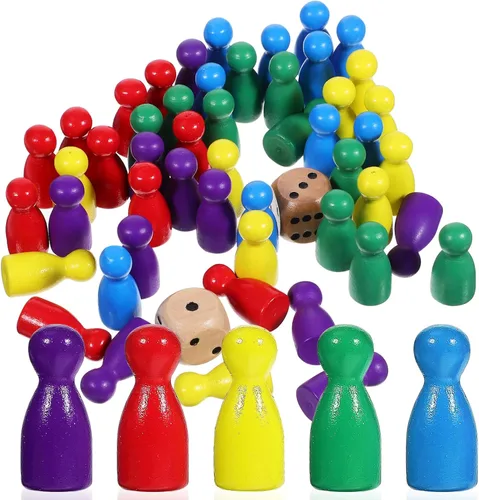 Toddmomy Juego de piezas de ajedrez de madera con 2 dados pequeños de 0.98 pulgadas con forma humana, accesorios para juegos de mesa familiares y