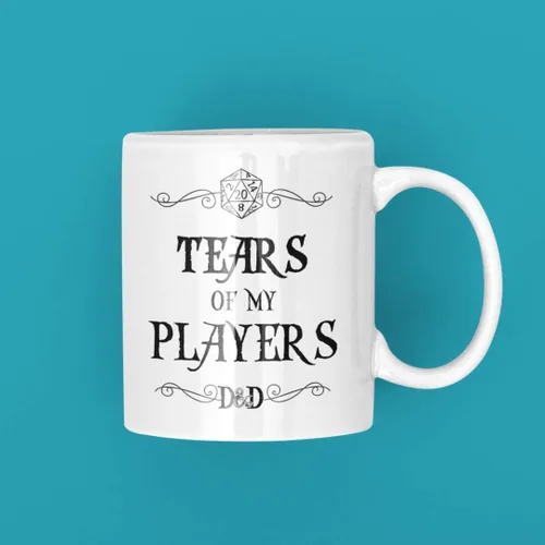 Miniatura 3 de Ashton Books-n-Things Dungeons and Dragons - Taza de café de cerámica blanca divertida de 11 onzas con diseño de lágrimas de mis jugadores