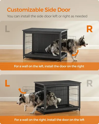 Miniatura 5 de Feandrea Muebles de jaula para perros, mesa auxiliar auxiliar de 38.6 pulgadas, moderna perrera para perros de interior de hasta 70 libras, jaula