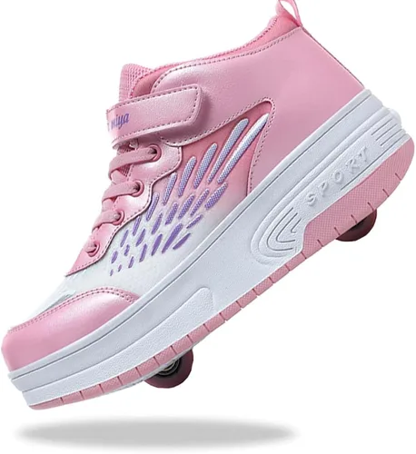 Miniatura 12 de Zapatos para niños con ruedas - 4 en 1 Zapatos con ruedas iluminados con luces LED recargables por USB para regalos de Navidad y escuela