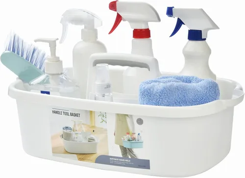 Miniatura 10 de Carrito de almacenamiento de limpieza de plástico ALINK con asa, gran organizador de cesta de ducha para dormitorio, baño, herramienta, jardín
