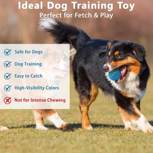 Miniatura 7 de Pelotas de tenis, paquete de 18 pelotas de entrenamiento con bolsa de malla para un fácil transporte, pelotas de práctica para perros y mascotas