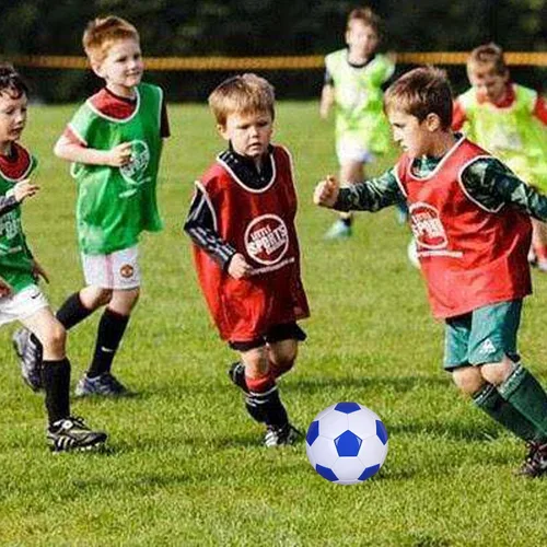 Miniatura 3 de Balón de fútbol tamaño 2, 3, 4, 5, blanco y azul, actividades deportivas escolares para exteriores e interiores, diseño clásico antiexplosión