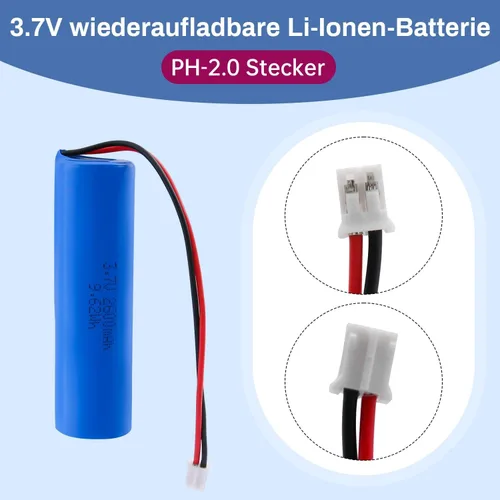 Miniatura 4 de Batería recargable de iones de litio de 3.7 V 2600 mAh, conector PH2.0 de 2 pines, batería de repuesto para electrónica de bricolaje, juguetes