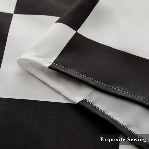 Miniatura 6 de Ohocut Cortina de ducha a cuadros, cortinas de ducha en blanco y negro para baño, bonita cortina de ducha retro de tablero de ajedrez, estética